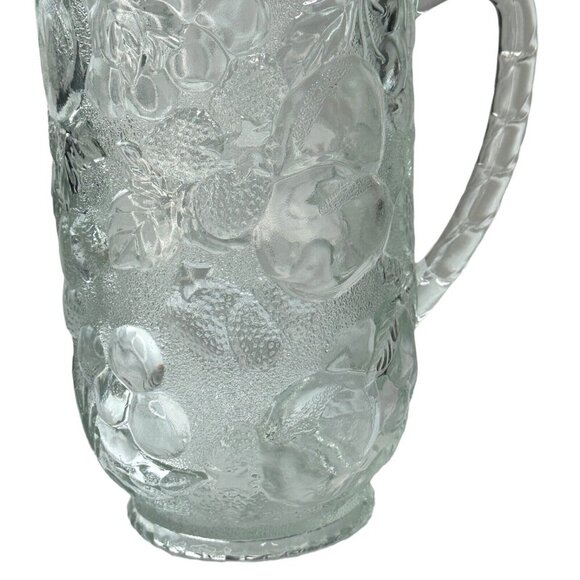 VTG Libbey Orchard Fruit Clear Pitcher + 2 Glasses Pressed Glass Raised Fruit - Picture 6 of 15